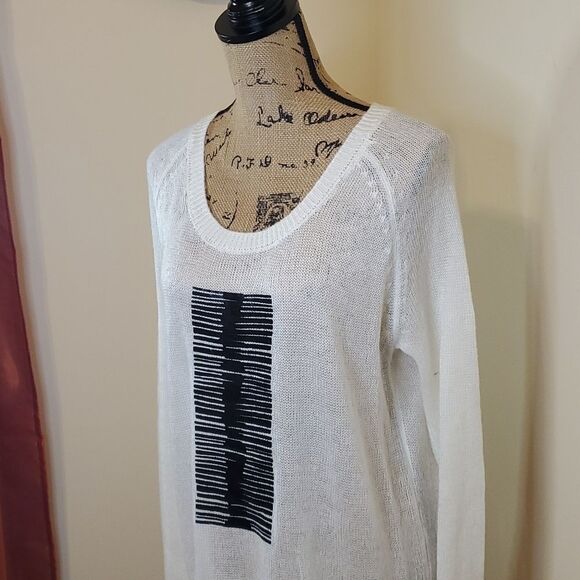 BCBGENERATION ivory semi sheer oversized sweater size Med/Large - Picture 5 of 11